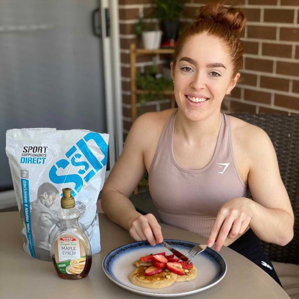 All Natural Strawberry Protein Pancakes