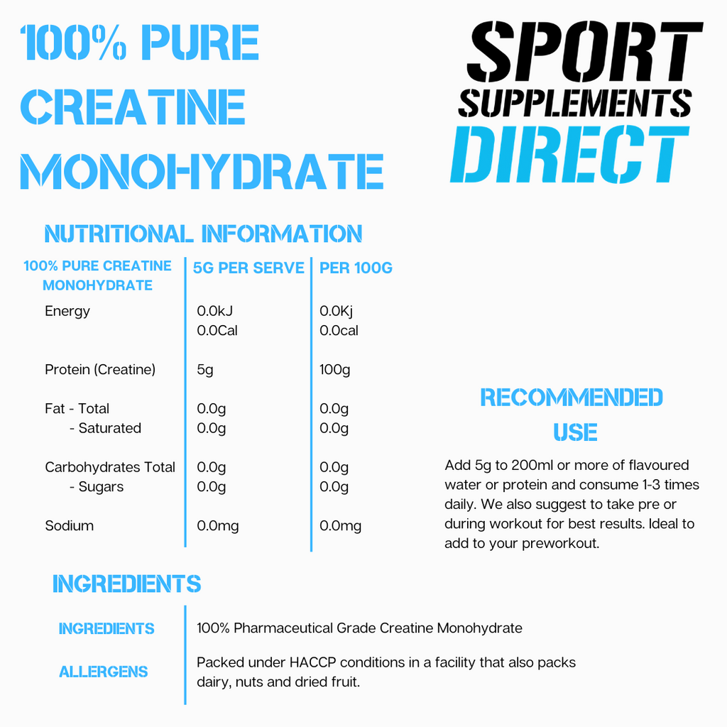 100% PURE MICRONIZED CREATINE MONOHYDRATE freeshipping - Sport Supplements Direct Pty Ltd