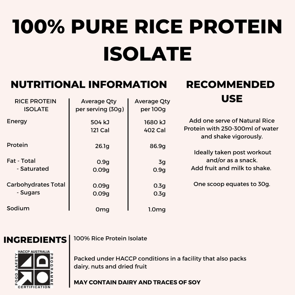 Protien 100 Rice PURE RICE PROTEIN ISOLATE | Sport Supplements Direct Pty Ltd