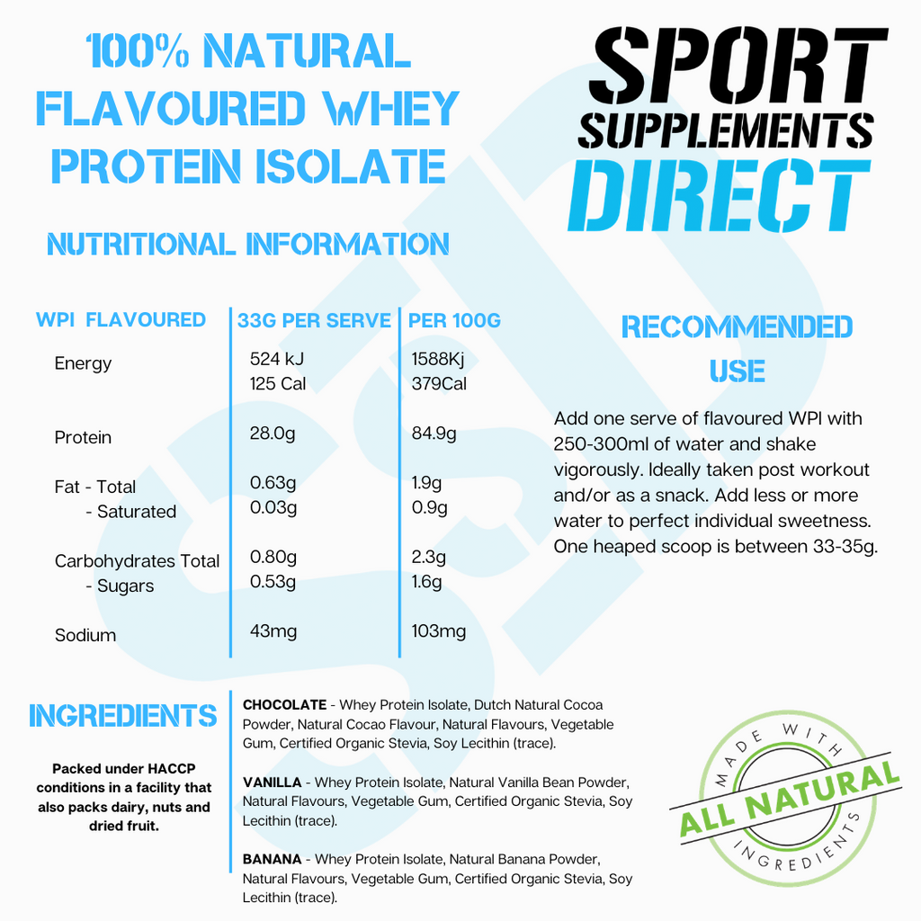 100% NATURAL WHEY PROTEIN ISOLATE - VANILLA freeshipping - Sport Supplements Direct Pty Ltd