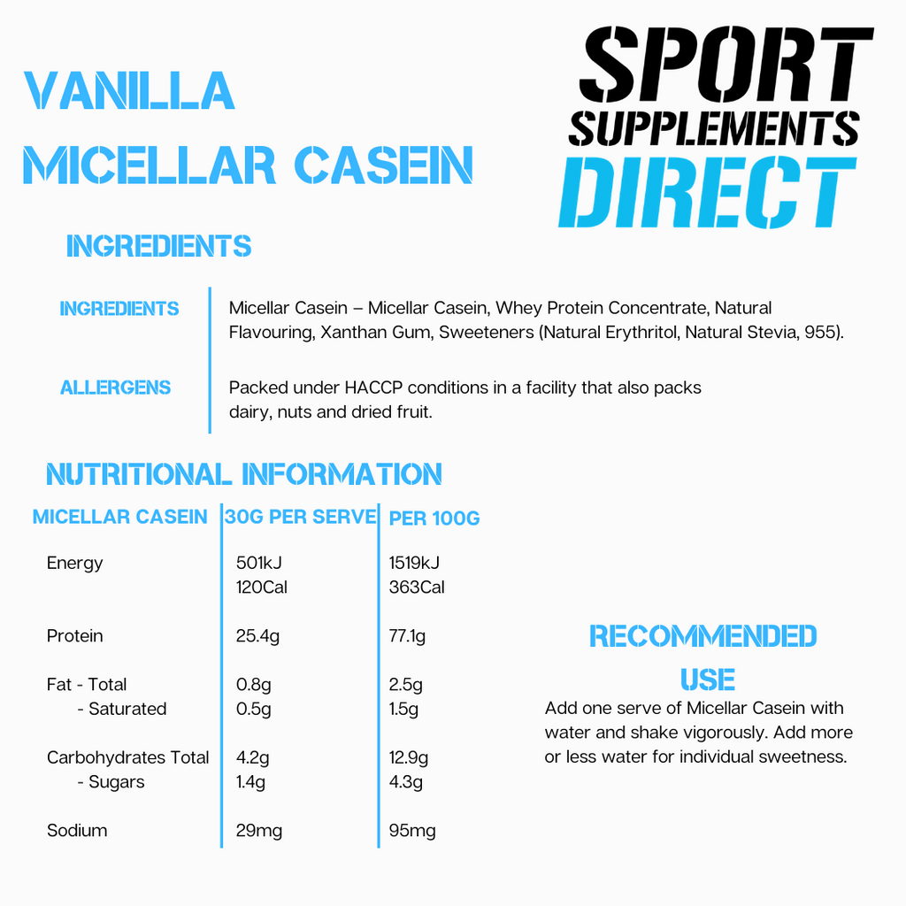 100% NATURAL MICELLAR CASEIN - VANILLA freeshipping - Sport Supplements Direct Pty Ltd
