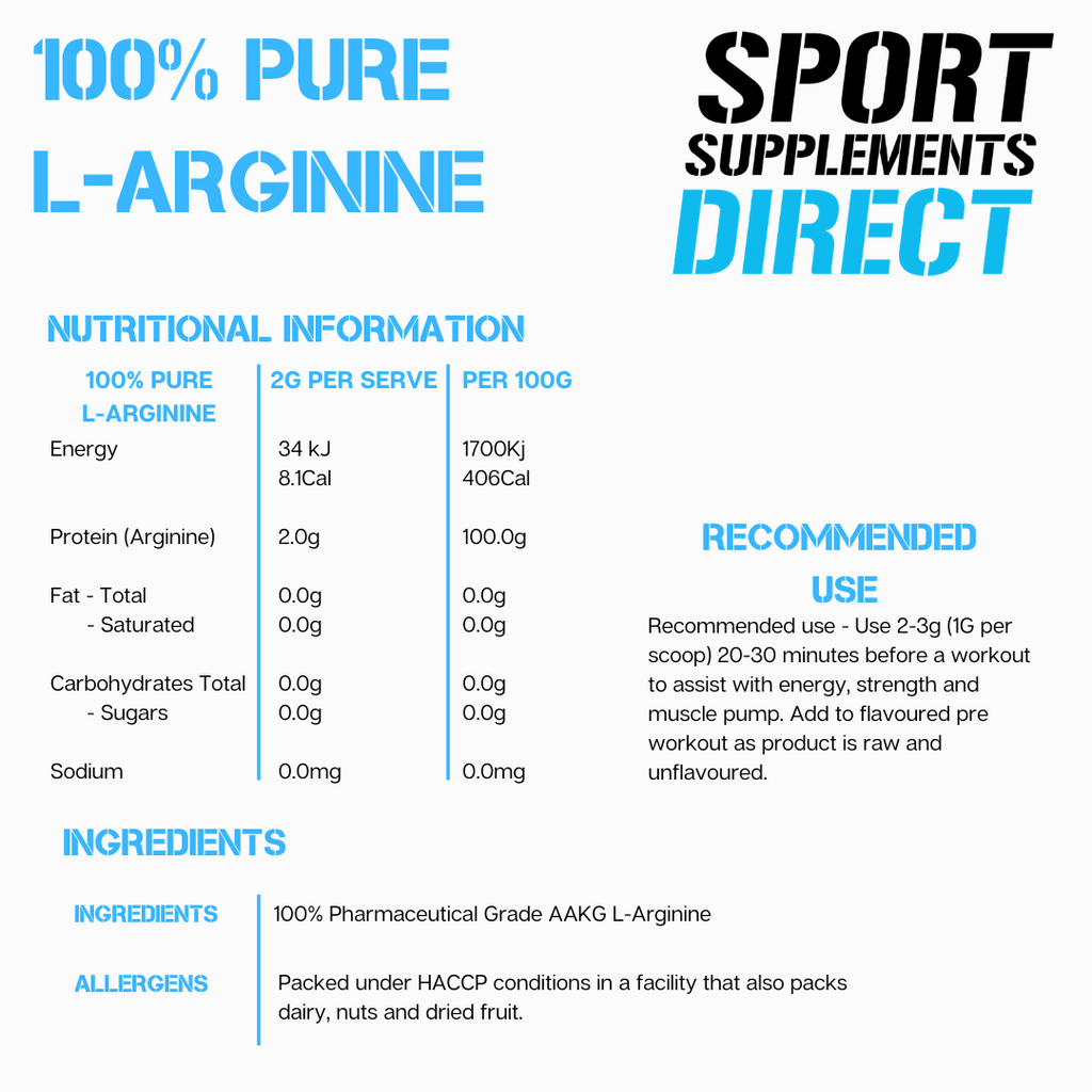 100% PURE INSTANTISED L-ARGININE freeshipping - Sport Supplements Direct Pty Ltd